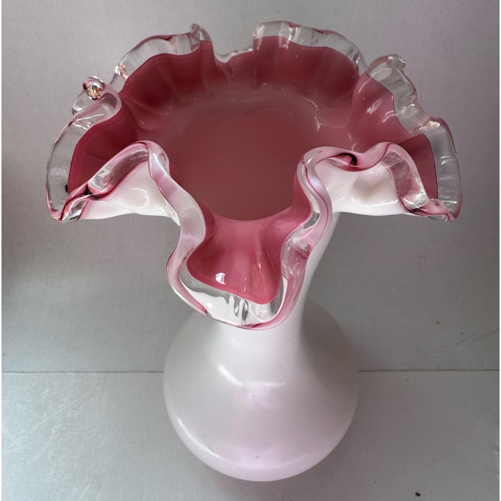 Elegant Pink and White Ruffled Vase